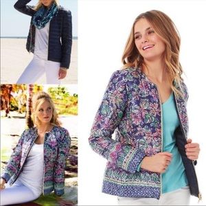 Lilly Pulitzer Lilah Down Reversible Navy Jacket (S)